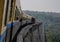 Train passing the famous viaduct Goteik