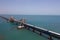 Train passing through Pamban Bridge