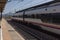 Train at the platform of Antequera - Santa Ana railway station in Antequera, Malaga, Andalusia Andalucia, Spain.