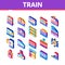 Train Rail Transport Isometric Icons Set Vector