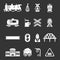 Train railroad icons set grey vector