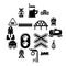 Train railroad icons set, simple style