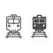 Train and railroad line and glyph icon. Railway vector illustration isolated on white. Locomotive outline style design