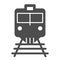 Train and railroad solid icon. Railway vector illustration isolated on white. Locomotive glyph style design, designed