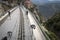 Train-station and railroad of the Cremallera de Montserrat train, Catalonia, Spain