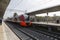 Train Swallow arrives at the passenger platform station Botanical Garden of the Moscow central ring