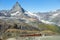 Train, Swiss Alps and the top of the Matterhorn