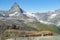 Train, Swiss Alps and the top of the Matterhorn