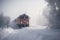 Train to the North Pole in the snow generative AI