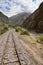 Train tracks through the Andes from Cusco to Puno. Cusco, Peru, October 8, 2023.