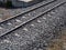 Train tracks Background nature green,Blue sky Beautiful,On Floor Scree Stone