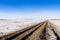 Train tracks on Bolivian salar