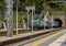 Train on tracks of the Genova Brignole railway station, Genoa, northern Italy.