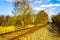 Train tracks through nature to infinity in Germany