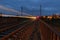 Train trails in night on long exposure with red light