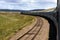 Train on Trans-Siberian Railway in landscape of Mo