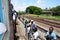 Train traveling in SrÃ­ Lanka