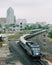 A train travels down the tracks, Raleigh, North Carolina