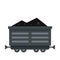 Train waggon with coal icon, flat style