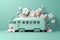 Train wagon with flowers. Generative AI i