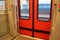 Train wagon interior with BZD symbols in Minsk