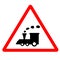 Train warning sign on white background. railway train level crossing road sign. railway symbol. flat style