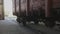 Train wheels close-up, freight train wheelset