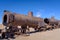 Train wreck at a Bolivian train boneyard