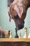 Trained Rhodesian Ridgeback dog plays chess