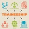 TRAINEESHIP Concept with icons and signs