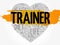 Trainer heart word cloud, fitness