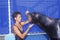 Trainer and Sea Lion, Magic Mountain, Los Angeles, CA