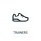 trainers icon vector from gym collection. Thin line trainers outline icon vector illustration