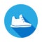 trainers shoes icon with long shadow. Signs and symbols can be used for web, logo, mobile app, UI, UX