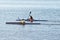 Training of athletes rowing canoe