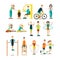 Training outside people vector flat icon set