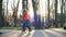 Training of a professional roller who skillfully skates in the central park of the city and performs complex turns