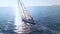 Training on race sailboat in open sea