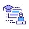 Training seminar color line icon. Tutor, educator, teacher. Group training. Pictogram for web page, mobile app. UI UX GUI design