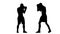 Training between two sportsmen boxers men. Silhouette