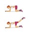 Training with weightlifters on the legs. The girl performs exercises swings, lifts and bringing the legs from the position of