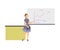 Training with Woman Instructor Showing Graph on White Flipchart Vector Illustration