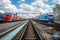 Trains at Irkutsk-Passazhirsky Railway Station in Irkutsk, Russia