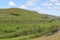 Trains and M6 motorway in Lune Gorge, Cumbria