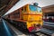 The trains are waiting passengers at platform of Bangkok Hua Lamphong Railway Station.