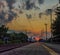 Trains and whistle stop Olesko in central Bohemia in sunset orange evening