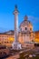 Trajan`s Column and Santa Maria di Loreto Church in the Evening,