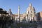Trajan\'s Column and Santissimo Nome di Maria al Foro Traiano Church - Rome