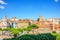 Trajan`s Market, Tower of the Militia, Trajan`s Column and Church of the Most Holy Name of Mary at the Trajan Forum, view from Vit