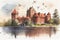 Trakai Castle drawing with bit of watercolour